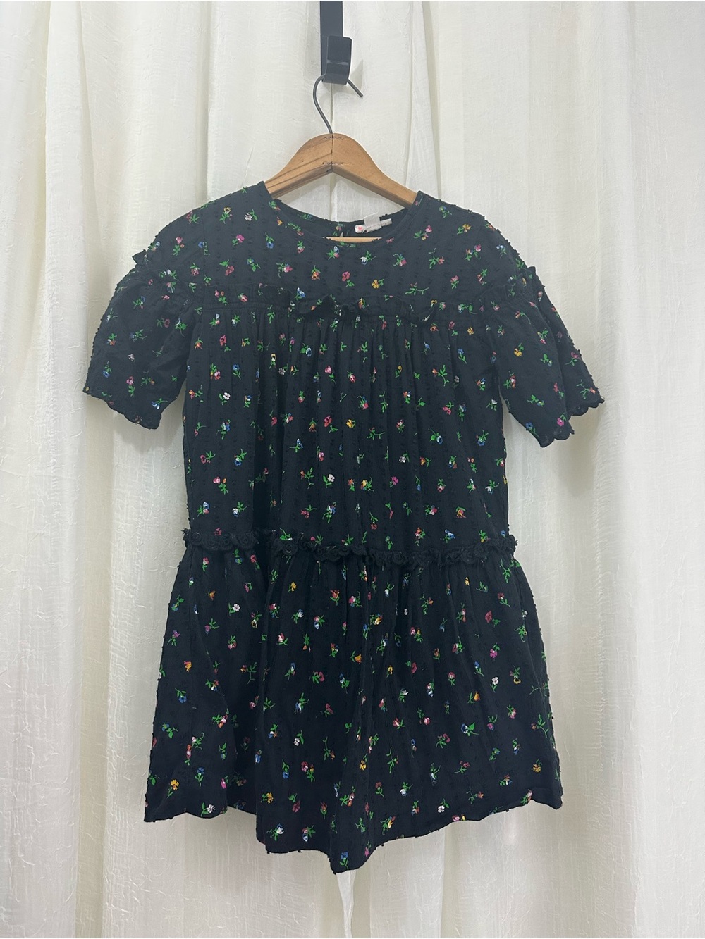Crewcuts Black Floral Smocked Tiered Dress